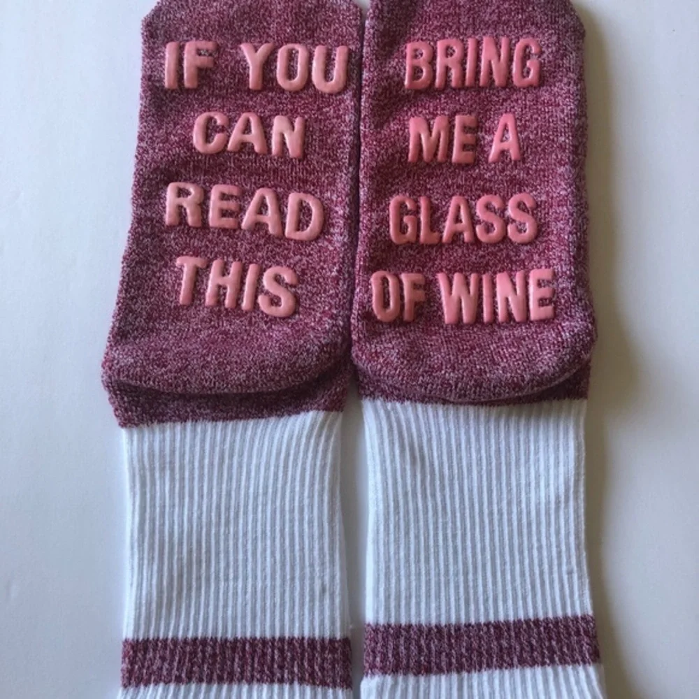 Wine Lover Novelty Socks Burgundy White Non Slip If You Can Read This Bring Wine
